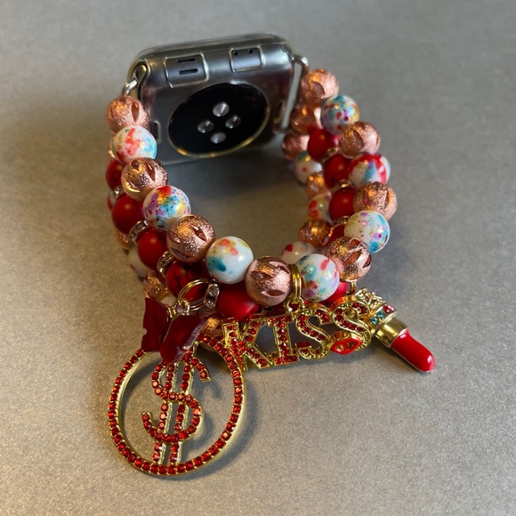 COPY - Handmade beaded Apple Watch band with charms size 7 1/2 - Picture 2 of 2